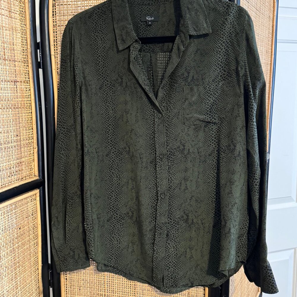 Rails "Kate" Green Python Print Silk Blouse | Med… - image 2